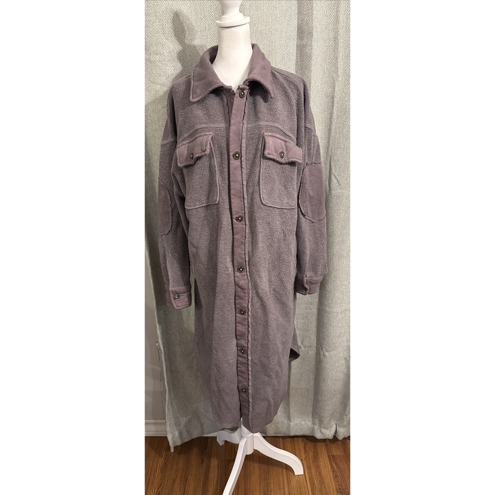 We The Free People Long Ruby Shacket Women Size Small Oversized Purple Boho